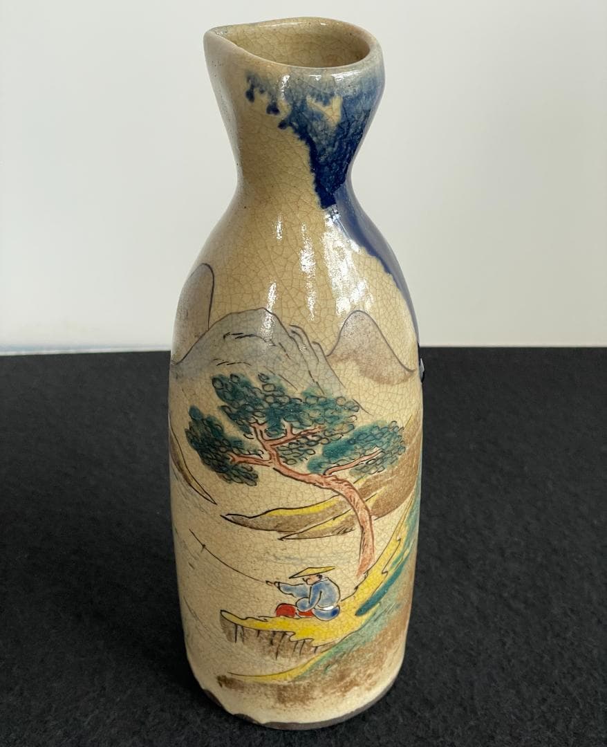 青木木米 京焼 徳利 酒器 花入 山水図 時代物 古陶磁 旧家蔵出 江戸期