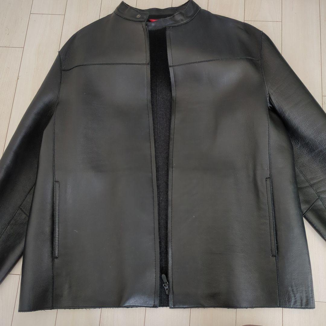 【稀少サイズ3L】23区 ブラック レザー シングルライダースジャケット