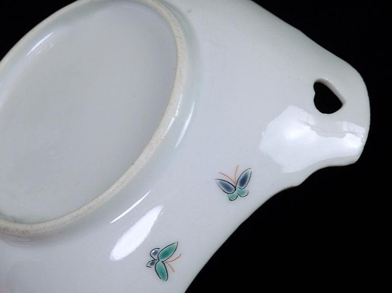 大聖寺伊万里　柿右衛門写　鳥に燕子花の図　四方皿　C669AS-BQh