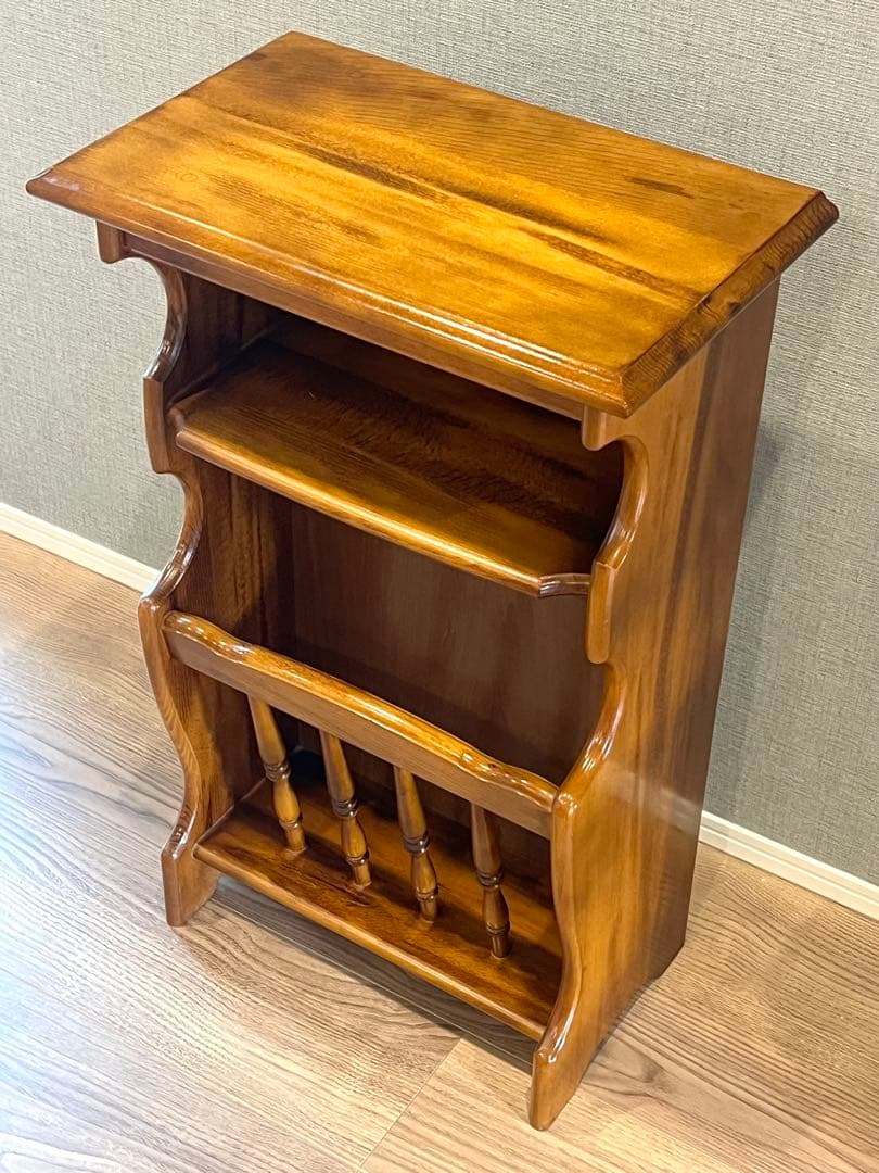 オールドカリモク マガジンラック／サイドキャビネット 木製 ヴィンテージ