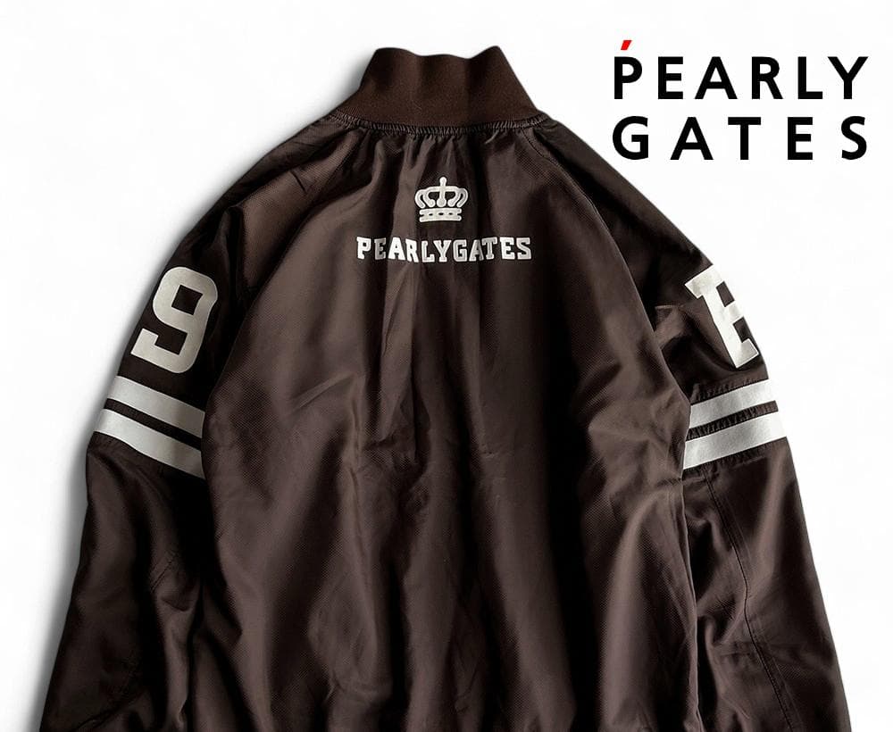 美品パーリーゲイツ 蓄熱フィルム裏地 ダブルジップスニードジャケット濃茶