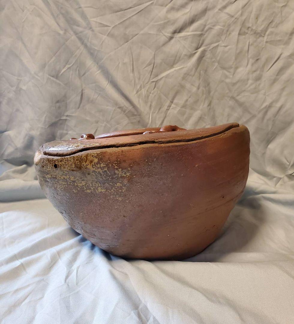 桃山時代 火襷 胡麻釉 古備前 変り形 四耳 葉茶壺 桂又三郎 鑑定