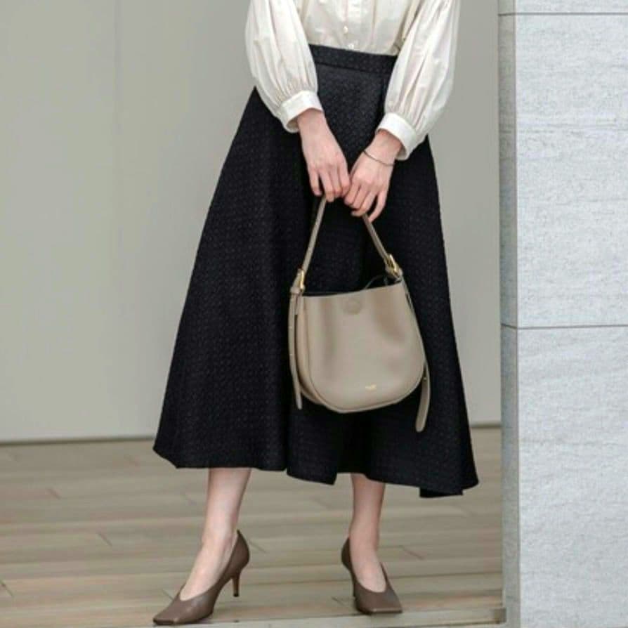 新品タグ付き【洗える】23区 プレザンスジャカードタックスカート 44 ブラック