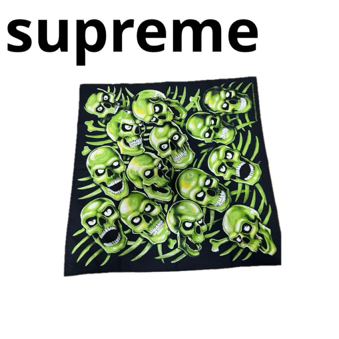 Supreme Skull Pile Bandana Green バンダナ