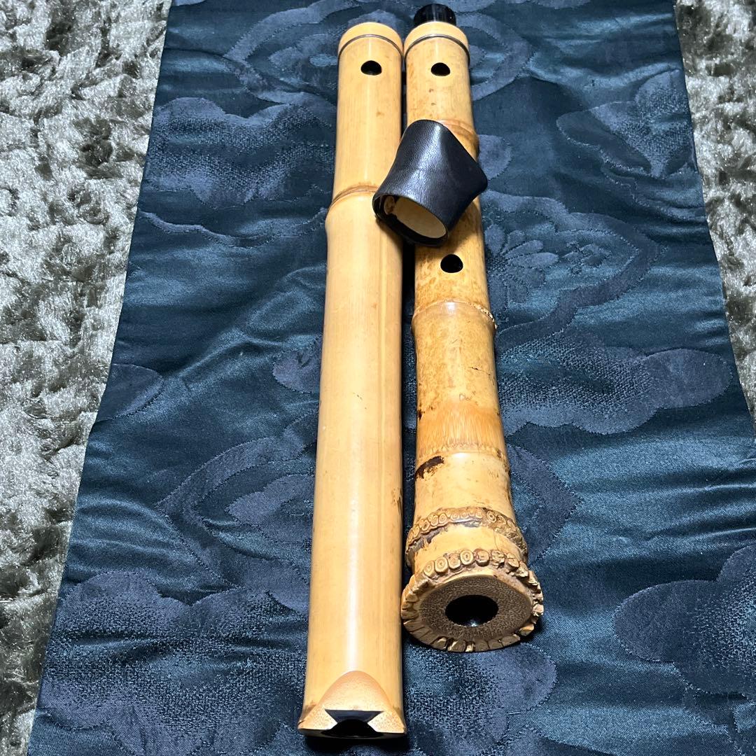 尺八 琴古流 竹治 2尺3寸管 中継ぎ籐巻き銀三線 【音出し確認済み】