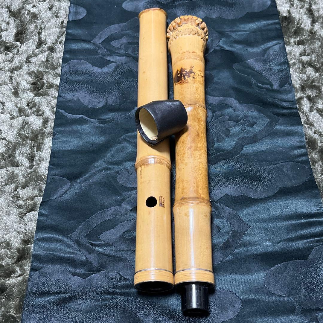 尺八 琴古流 竹治 2尺3寸管 中継ぎ籐巻き銀三線 【音出し確認済み】