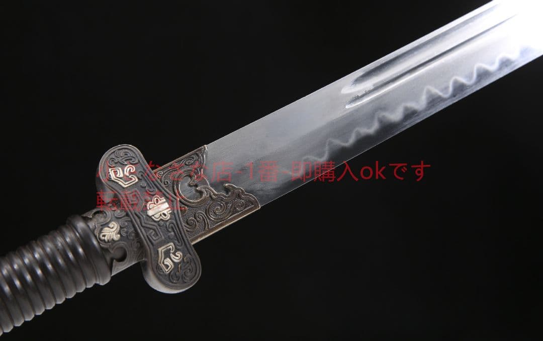 黒金古刀銅装鎏銀T 10鋼敷土焼刃 古兵器 武具 刀装具 日本刀 模造刀居合刀