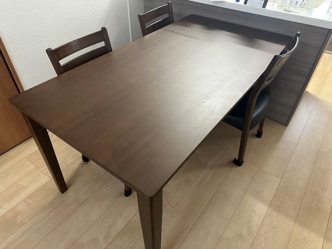 【着払いor引取り】ダークブラウン木製ダイニングテーブルと椅子セット