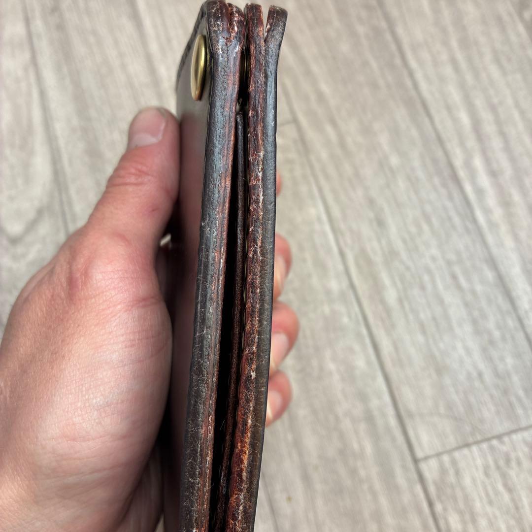 【茶芯ブラック】　クロムエクセル　ミドルトラッカーウォレット　真鍮