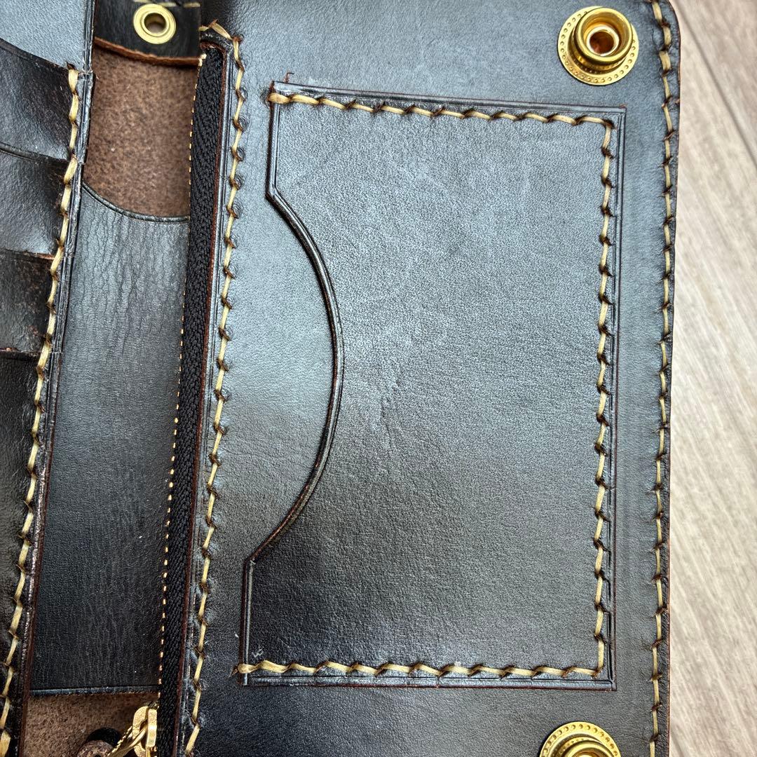 【茶芯ブラック】　クロムエクセル　ミドルトラッカーウォレット　真鍮