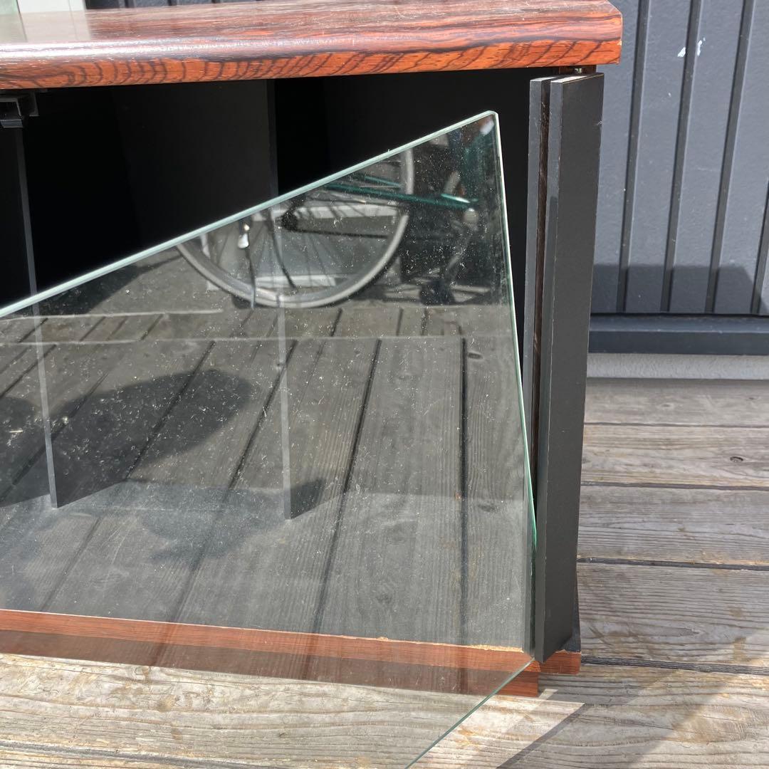 昭和レトロ ミッドセンチュリー 古家具 ガラス扉木製レコードラック キャビネット