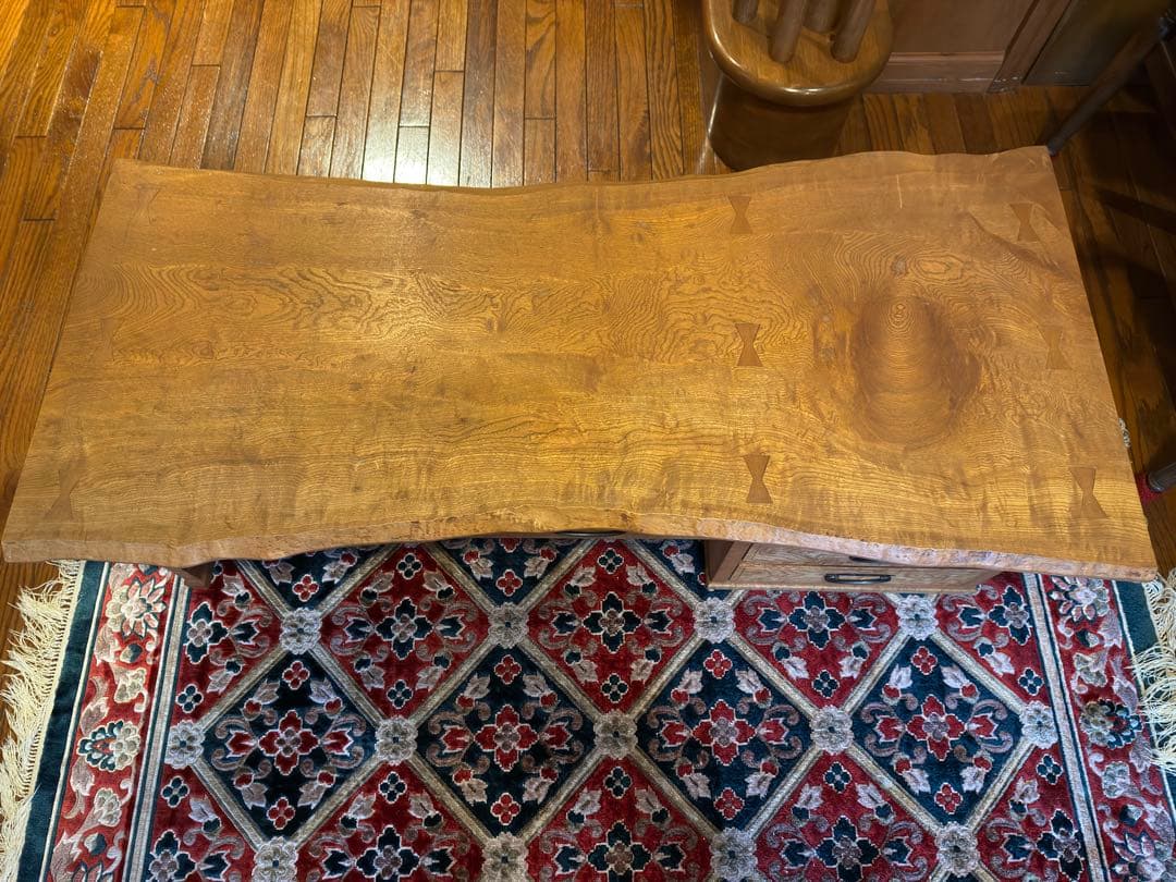 レア！無垢材 縮み杢 高級家具 一枚板 座机 文机 座敷机 座卓