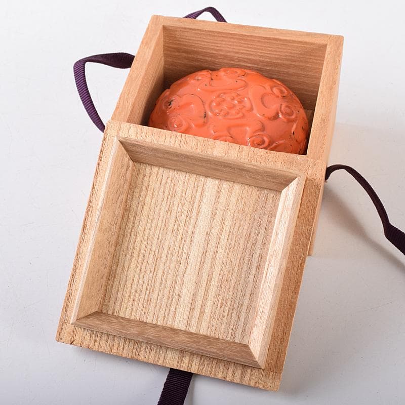 茶道具　鎌倉彫　内金塗　剔紅　堆朱　屈輪香合　在銘　共布　共箱　V　R8209