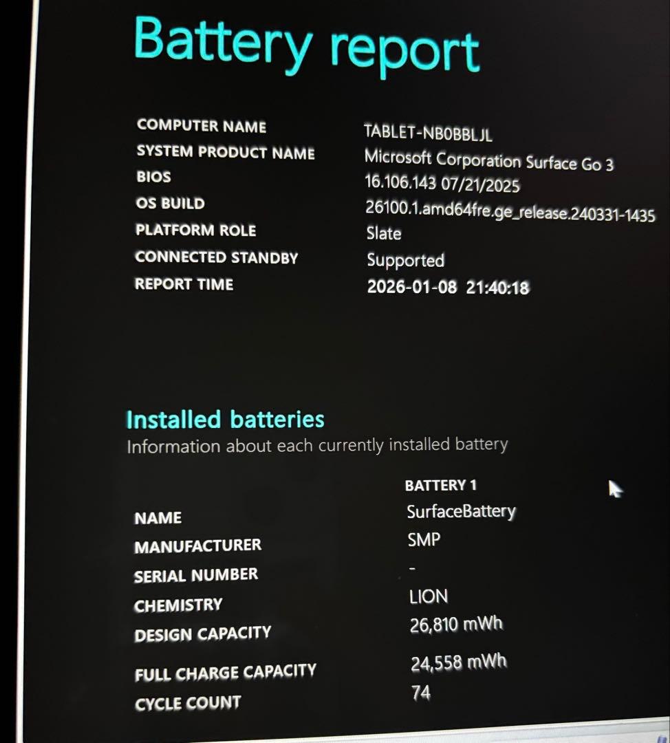 バッテリー良好　Microsoft Surface Go 3 本体　キーボード有