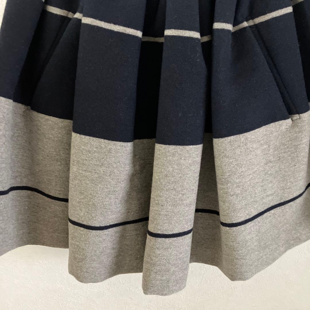 美品✨【Acne】フレアスカート ネイビー グレー ストライプ