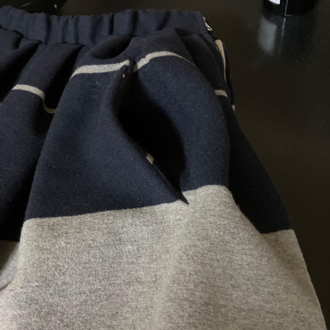 美品✨【Acne】フレアスカート ネイビー グレー ストライプ