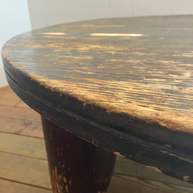 ヴィンテージ ダークブラウン 円形 木製 座卓 ちゃぶ台 ローテーブル 古道具