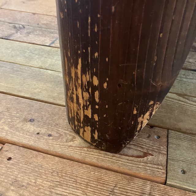 ヴィンテージ ダークブラウン 円形 木製 座卓 ちゃぶ台 ローテーブル 古道具