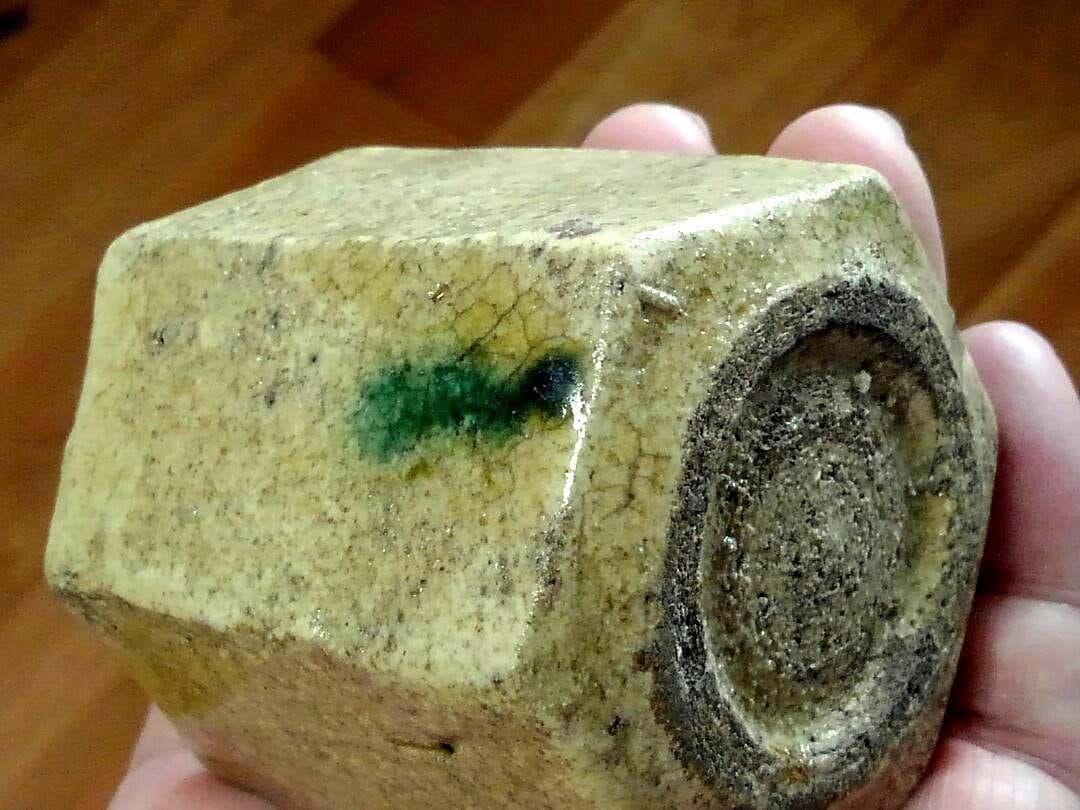 ♥美濃焼　黄瀬戸　六角盃　桐箱付き　ぐい飲み　ぐい吞み　骨董品