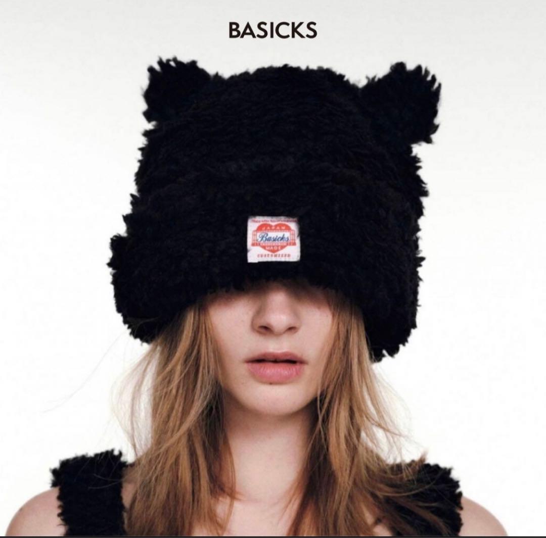 BASICKS クマ耳ニット帽 黒 basicks Bear Beanie