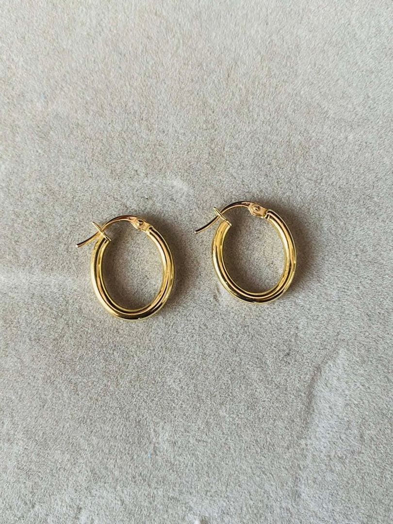 18金 K18ゴールド レディース 新品 フープ　13x18mm