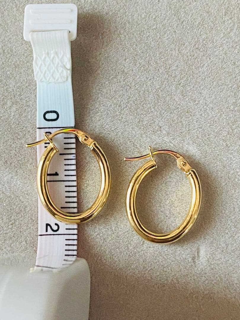 18金 K18ゴールド レディース 新品 フープ　13x18mm