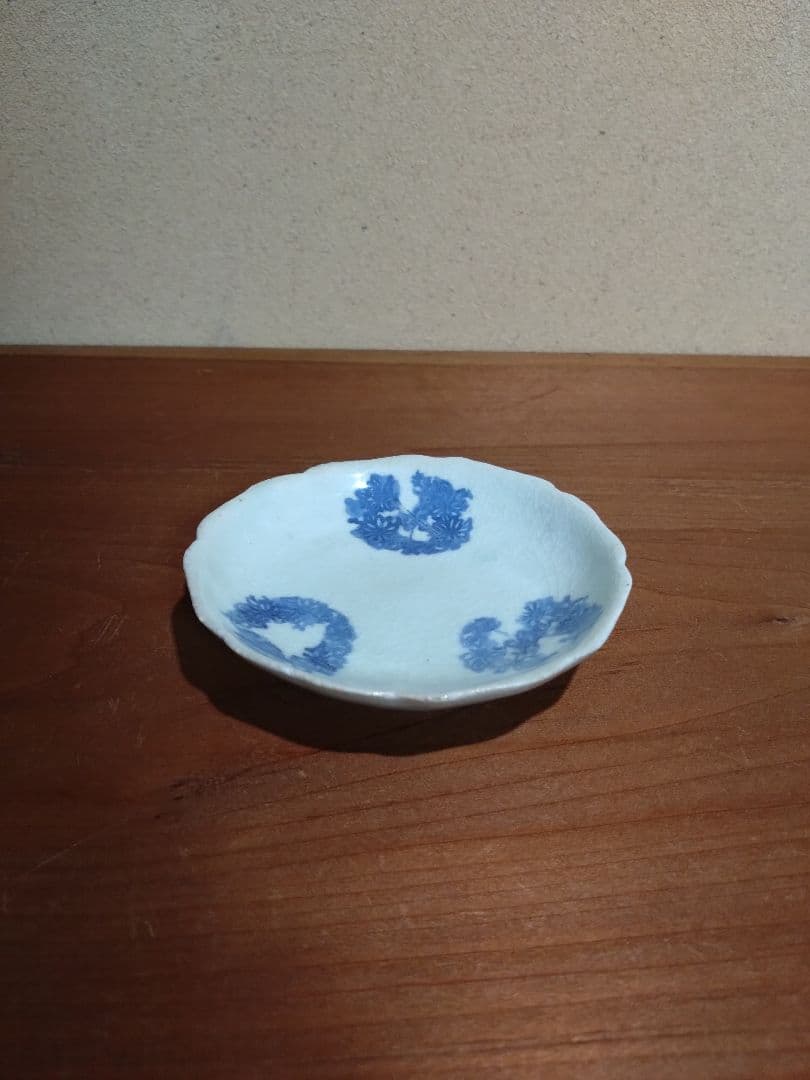古伊万里 蒟蒻印判 花紋 輪花平盃 小皿