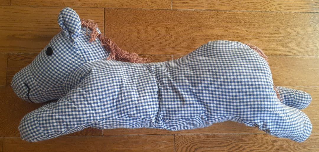【激レア】マザーグースの森 馬 ぬいぐるみ 抱きぐるみ ブルー チェック柄
