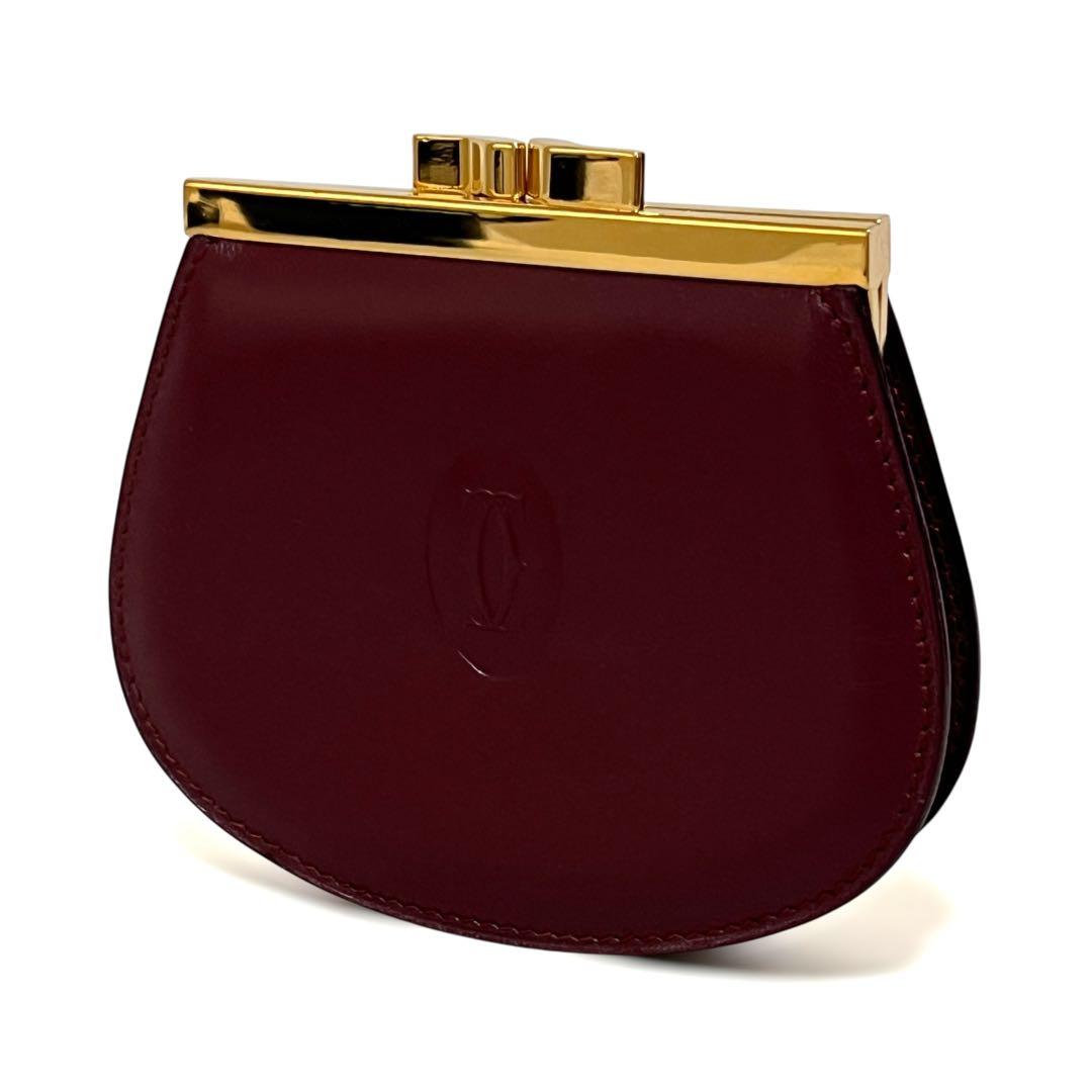 Cartier カルティエ ケース がま口 マストライン レザー ボルドー