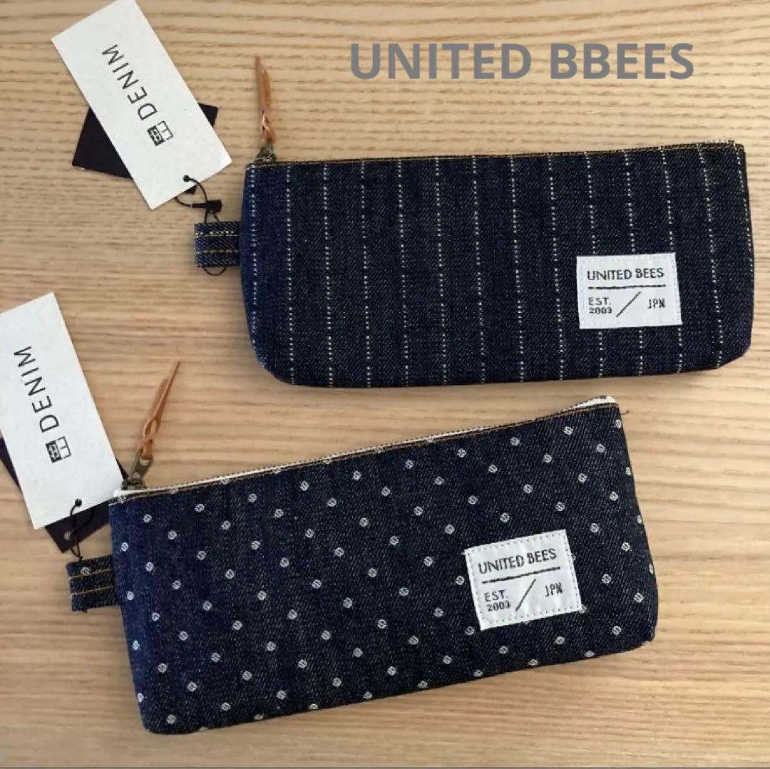 ユナイテッドビーズ ガゼットペンケース 岡山デニム ピンストライプ & ドット