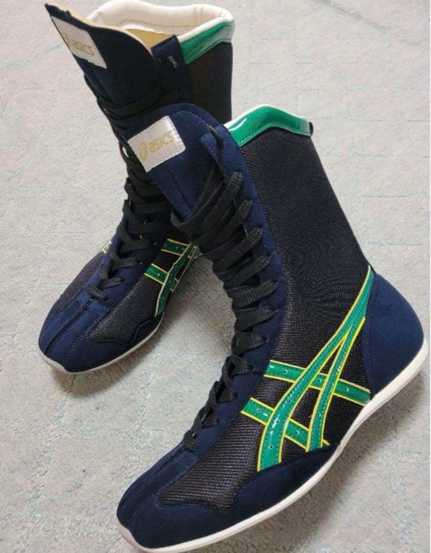 asics ボクシングシューズ ネイビー/グリーン