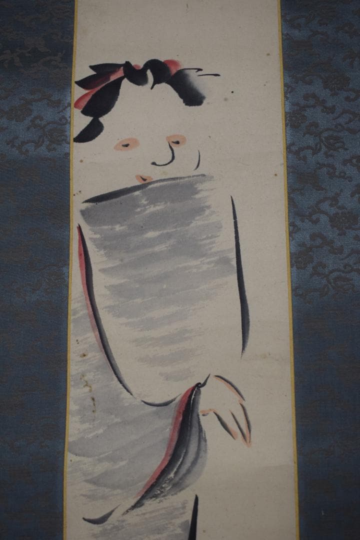 【真作】田能村直入/人物画賛/掛軸☆宝船☆Z-57　JM