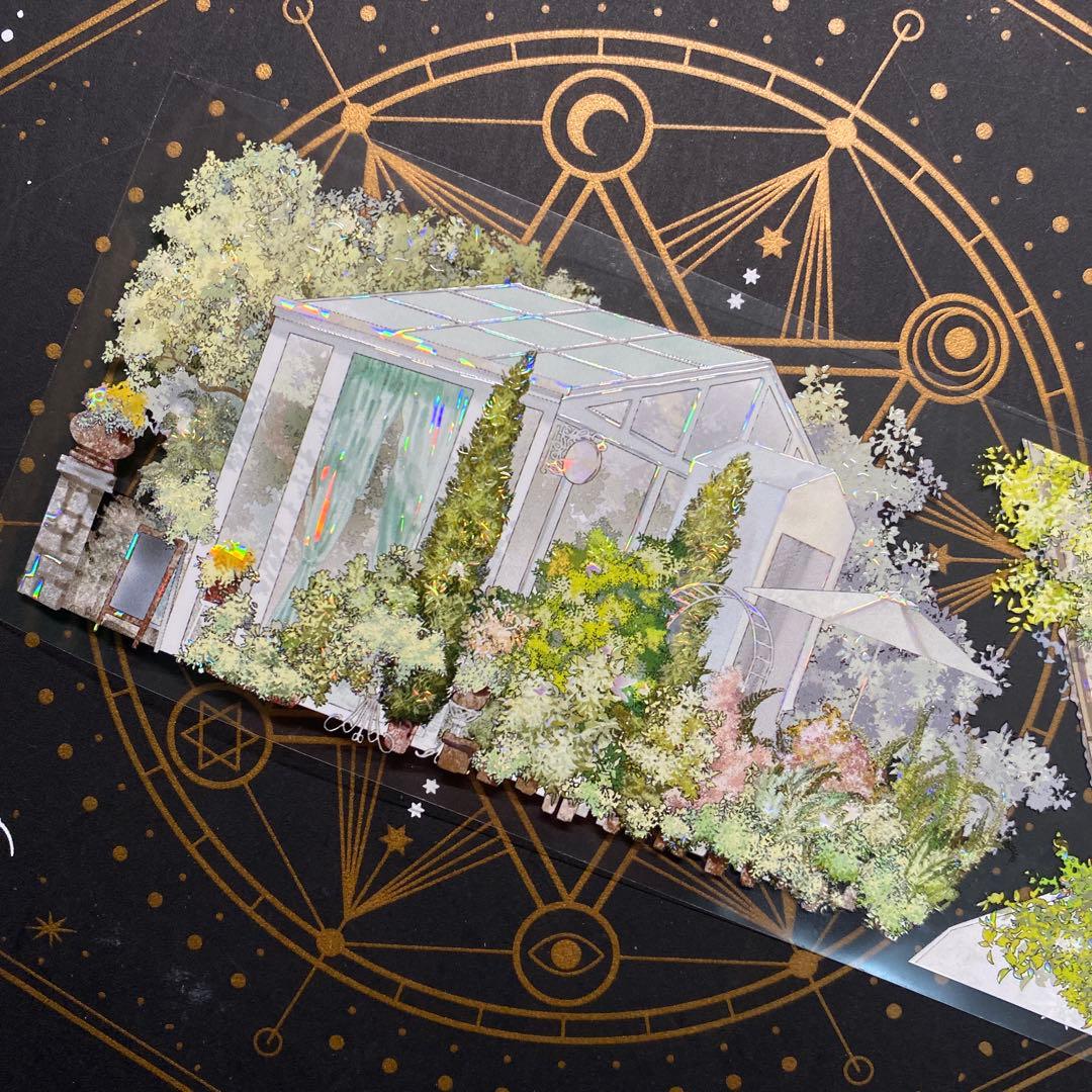 【9333】海外　マステ　中古巻　貝殻光マスキングテープ　装飾背景系　街景色