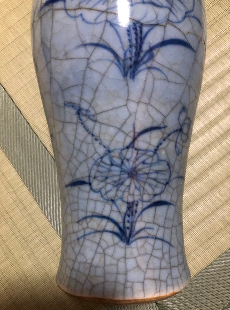 中国　骨董　清時代　仿哥窑 哥窯　青花　染め付け　花瓶