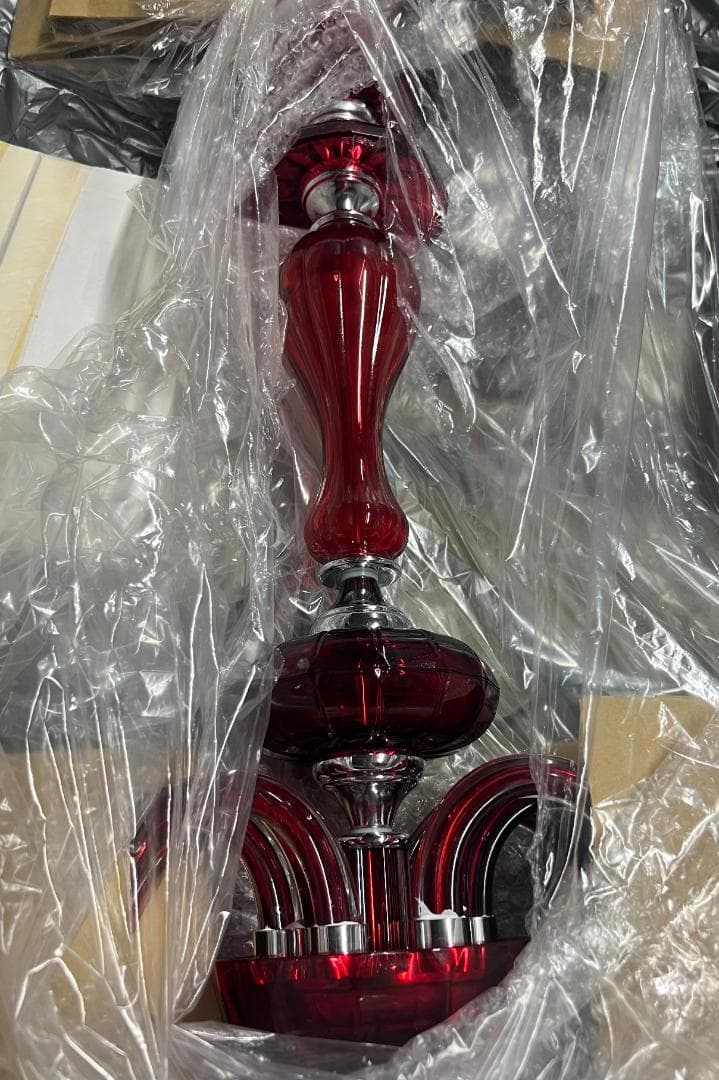 【引き取り限定/未使用】スペイン製シャンデリア レッド