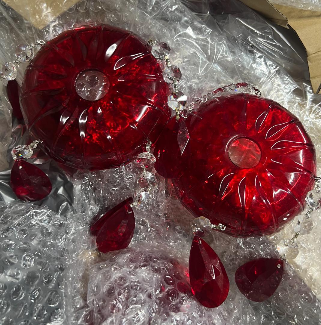 【引き取り限定/未使用】スペイン製シャンデリア レッド