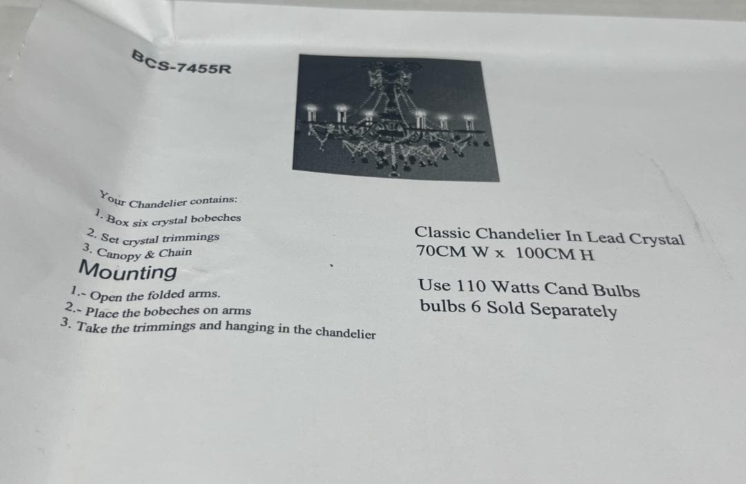 【引き取り限定/未使用】スペイン製シャンデリア レッド