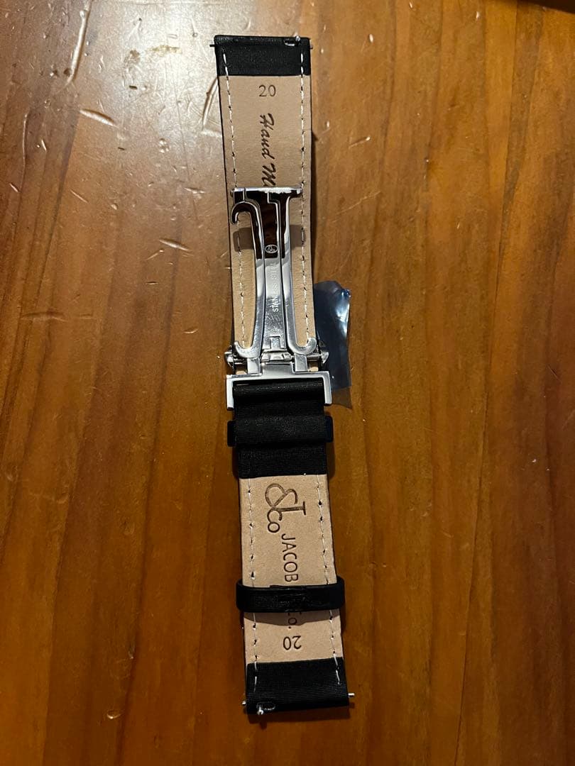 Jacob&co ブラックレザーバンド　20 ファイブタイムゾーン