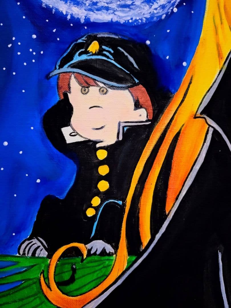 【F6号】松本零士【銀河鉄道999】手描き作品/表裏サイン/油彩/アクリル/額縁