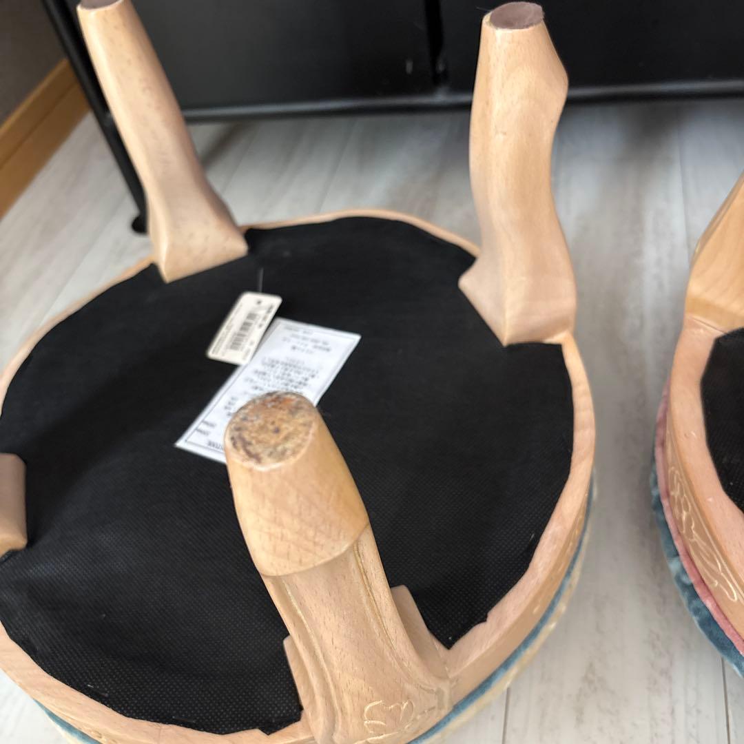 フットスツール　色褪せなし　美品　ベルベット　2脚セット　アフタヌーンティー