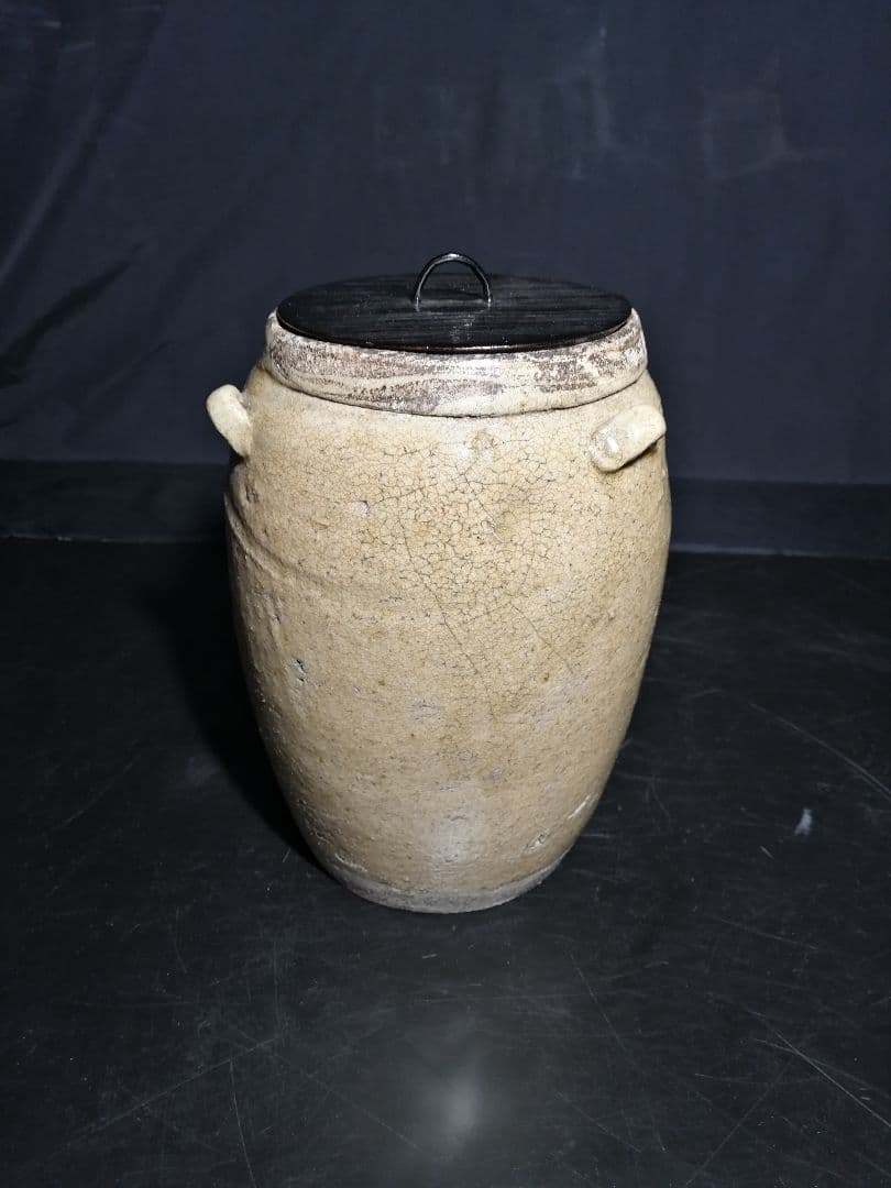 【茶道具】時代黄瀬戸壺形水指　枌目蓋　水指83