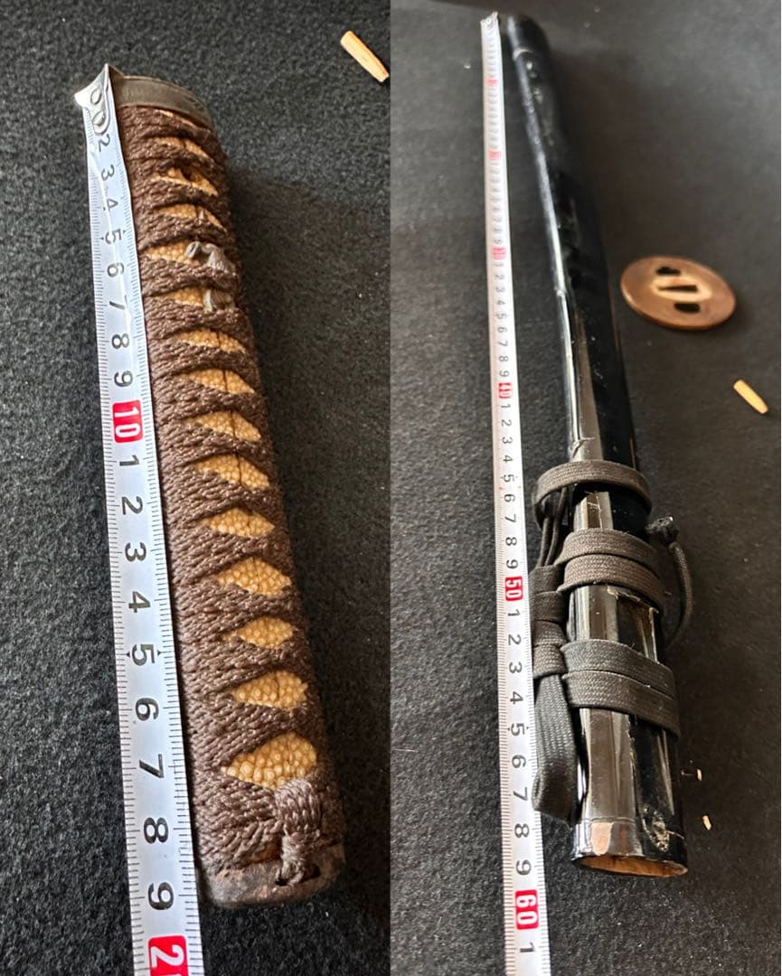 刀装具　 脇差　拵え　銅地鍔　鳥図目貫　時代 武具　 骨董　古美術　現状C