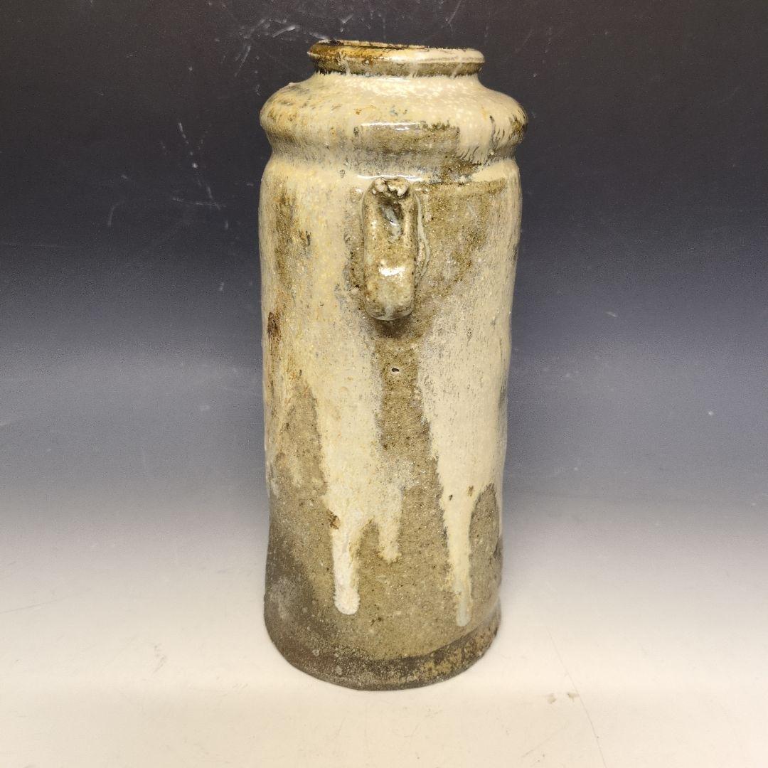 鏡山窯　井上東也作　斑唐津耳付花入