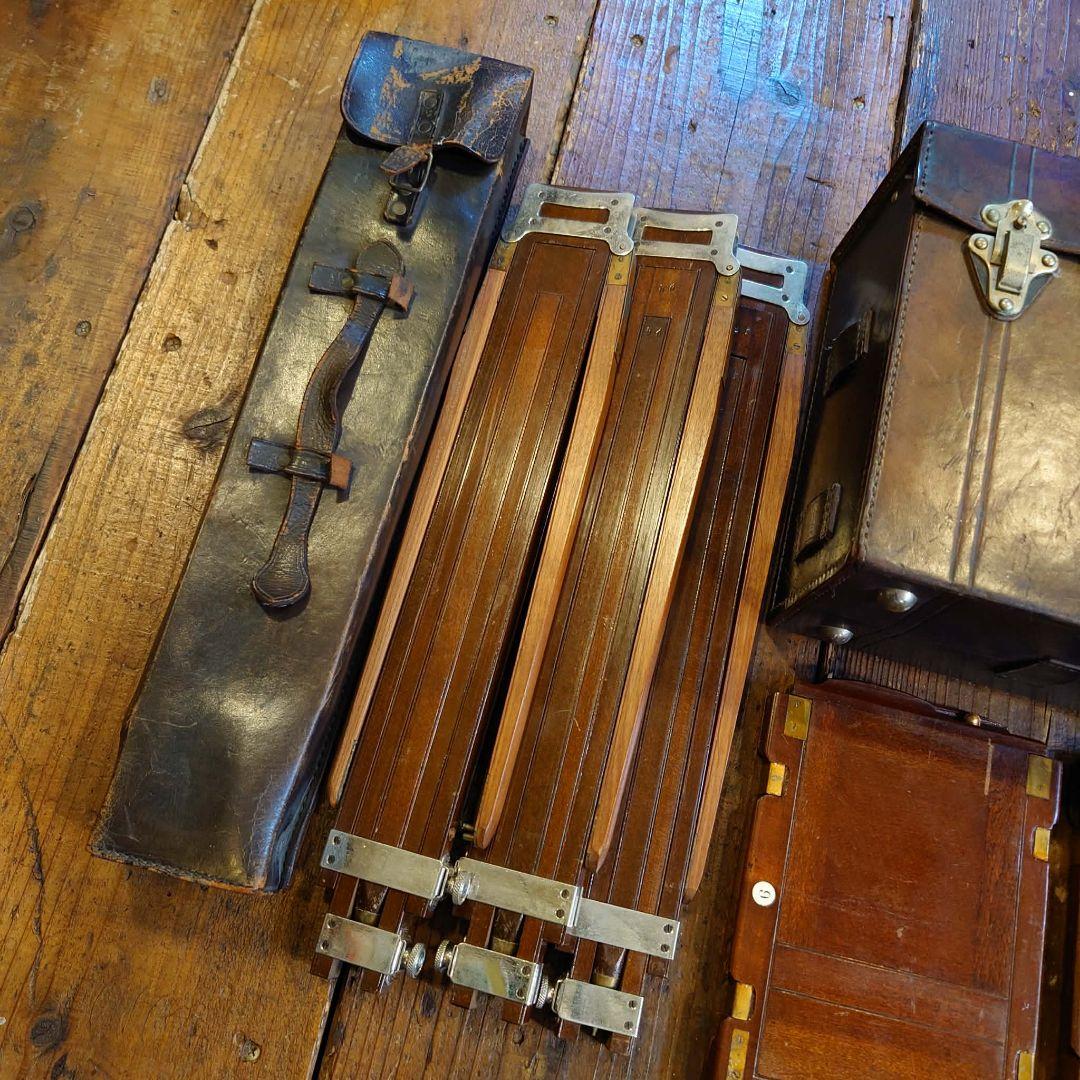 R.Konishi 木製 大判カメラ 蛇腹カメラ シャッター レンズ 三脚