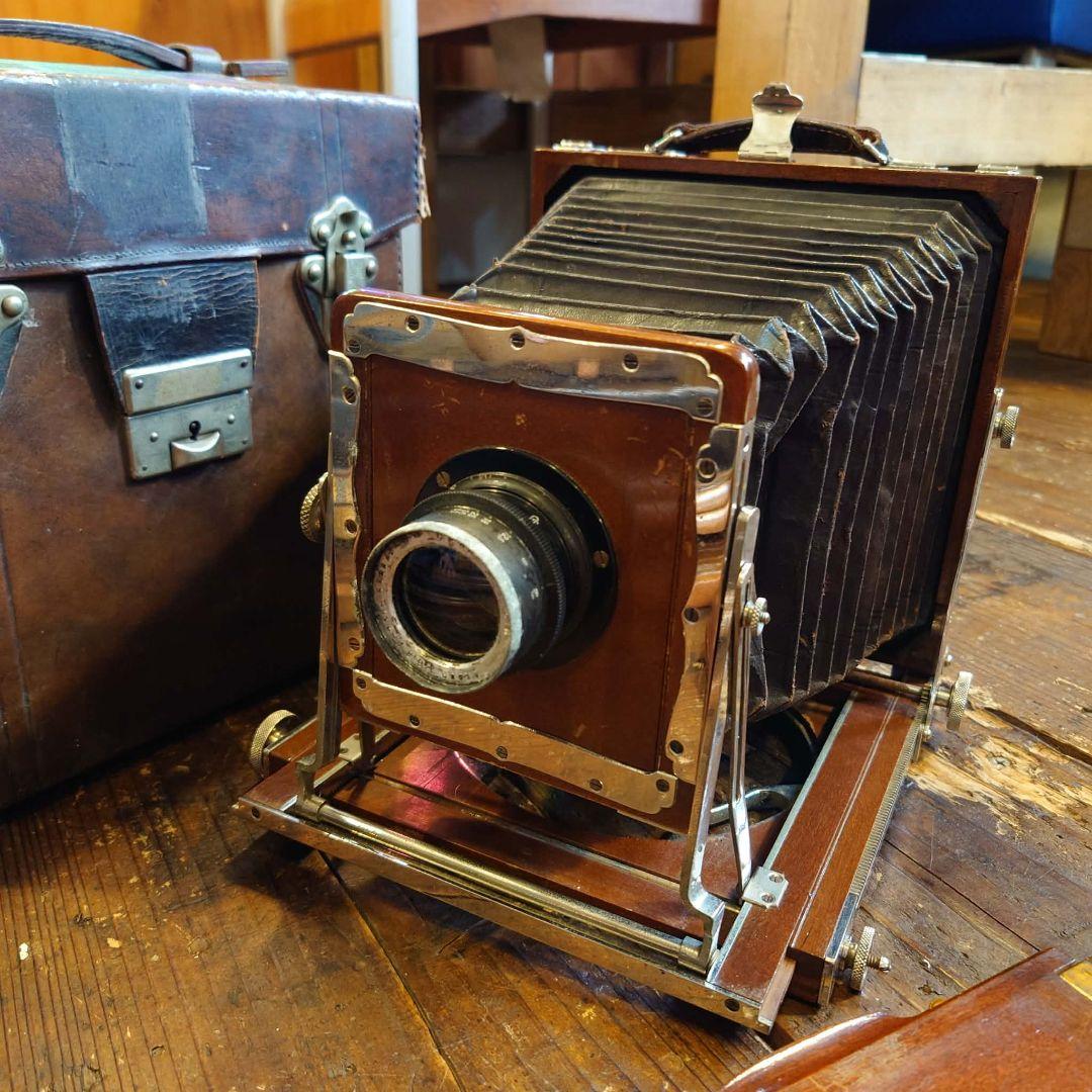 R.Konishi 木製 大判カメラ 蛇腹カメラ シャッター レンズ 三脚