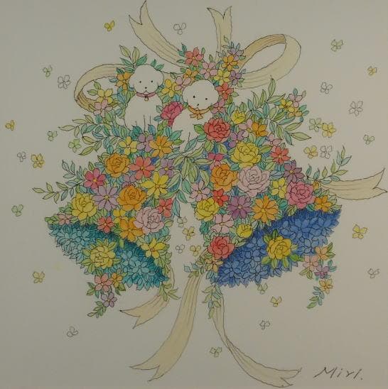 藤波美梨　 　　べべとルル　原画とリトグラフ