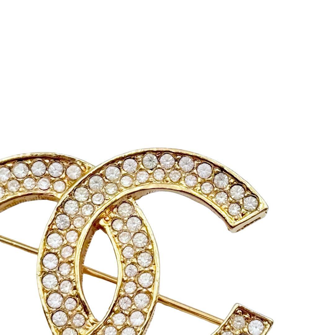 ⭐️極美品⭐️シャネル ピンブローチ ラインストーン ココマーク ゴールドGP