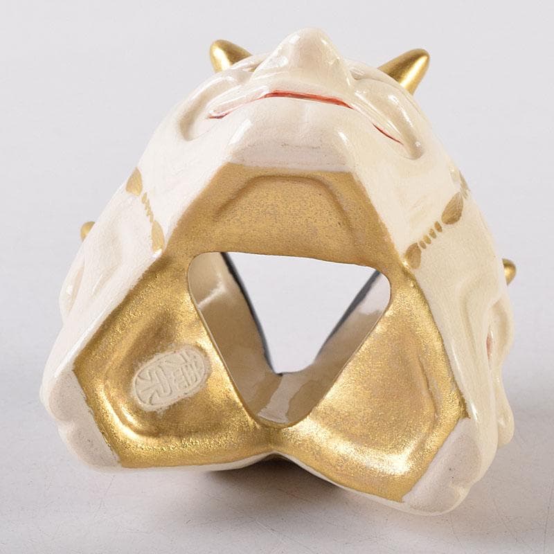 茶道具　京焼　紫翠窯　西村徳泉造　色絵　般若蓋置　共布共箱　V　8097