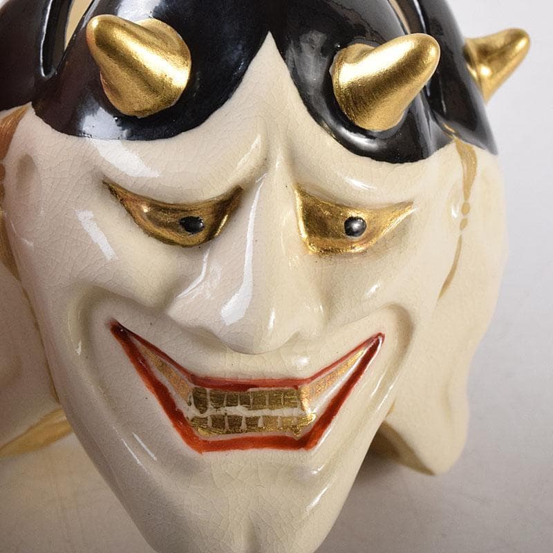 茶道具　京焼　紫翠窯　西村徳泉造　色絵　般若蓋置　共布共箱　V　8097