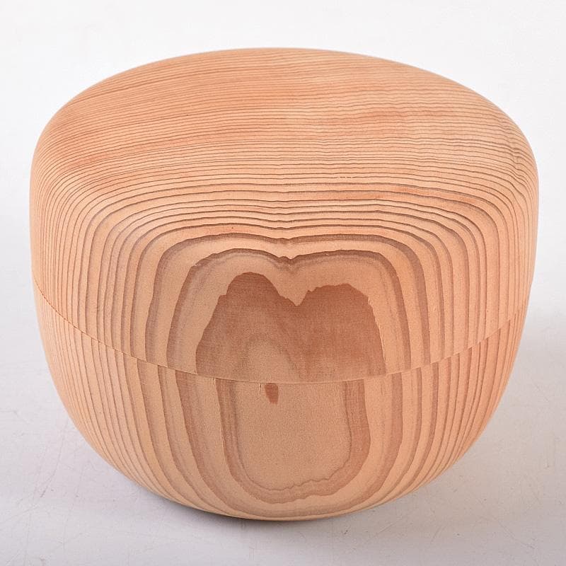 茶道具　井波彫刻　岩倉勘宰作　天然記念物毘沙門杉　平棗　共箱　M　R8065